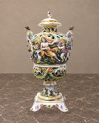 Capodimonte-Style Figural Porcelain Covered Vase — main view