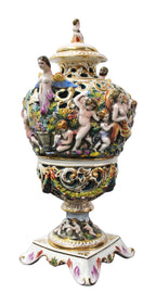 Capodimonte-Style Figural Porcelain Covered Vase — alternative view or condition detail