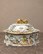 Italian Porcelain Covered Tureen with Mythological Reliefs — main view
