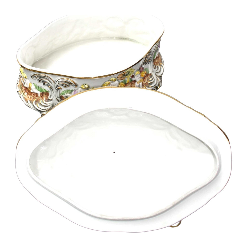 Italian Porcelain Covered Tureen with Mythological Reliefs — alternative view or condition detail