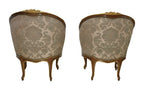 Pair of Louis XV-Style Gilt-Accented Damask Armchairs — alternative view or condition detail