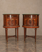 Pair of Louis XVI-Style Marquetry Bedside Cabinets with Glass Tops — main view