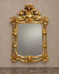 Rococo Giltwood Wall Mirror with Floral Crest — main view