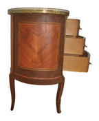 Curved Marquetry Chest with Rose Marble and Gilt Gallery — alternative view or condition detail