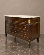 Louis XVI-Style Five-Drawer Chest with White Marble Top — main view