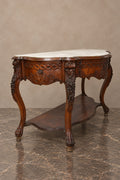 Carved Mahogany Console with Shaped White Marble Top — main view