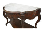 Carved Mahogany Console with Shaped White Marble Top — alternative view or condition detail