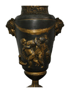 Bronze-Finish Spelter Urn Lamp with Pleated Ivory Shade — alternative view or condition detail