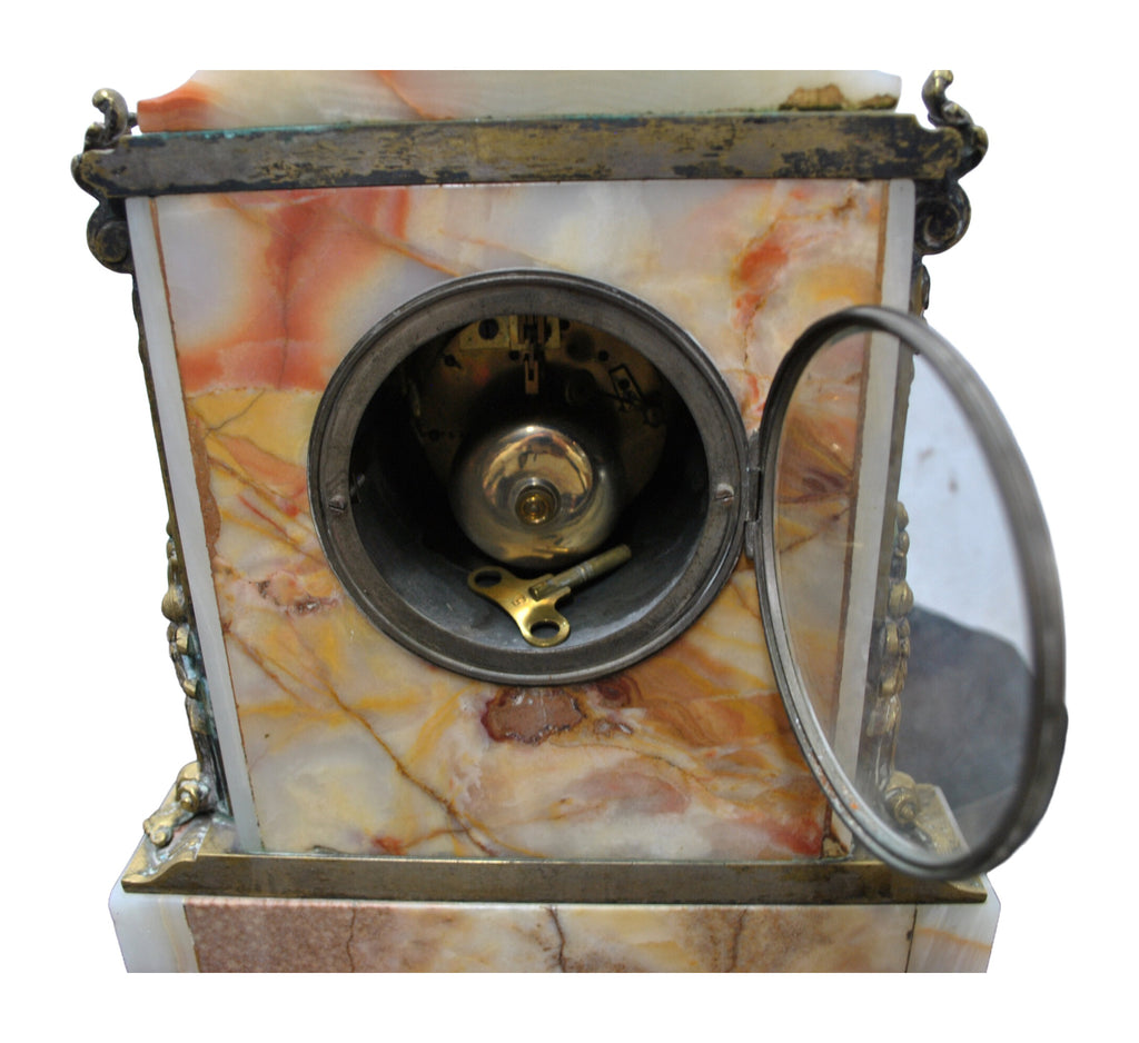 French Gilt-Bronze and Onyx Mantel Clock with Urn Crest — alternative view or condition detail