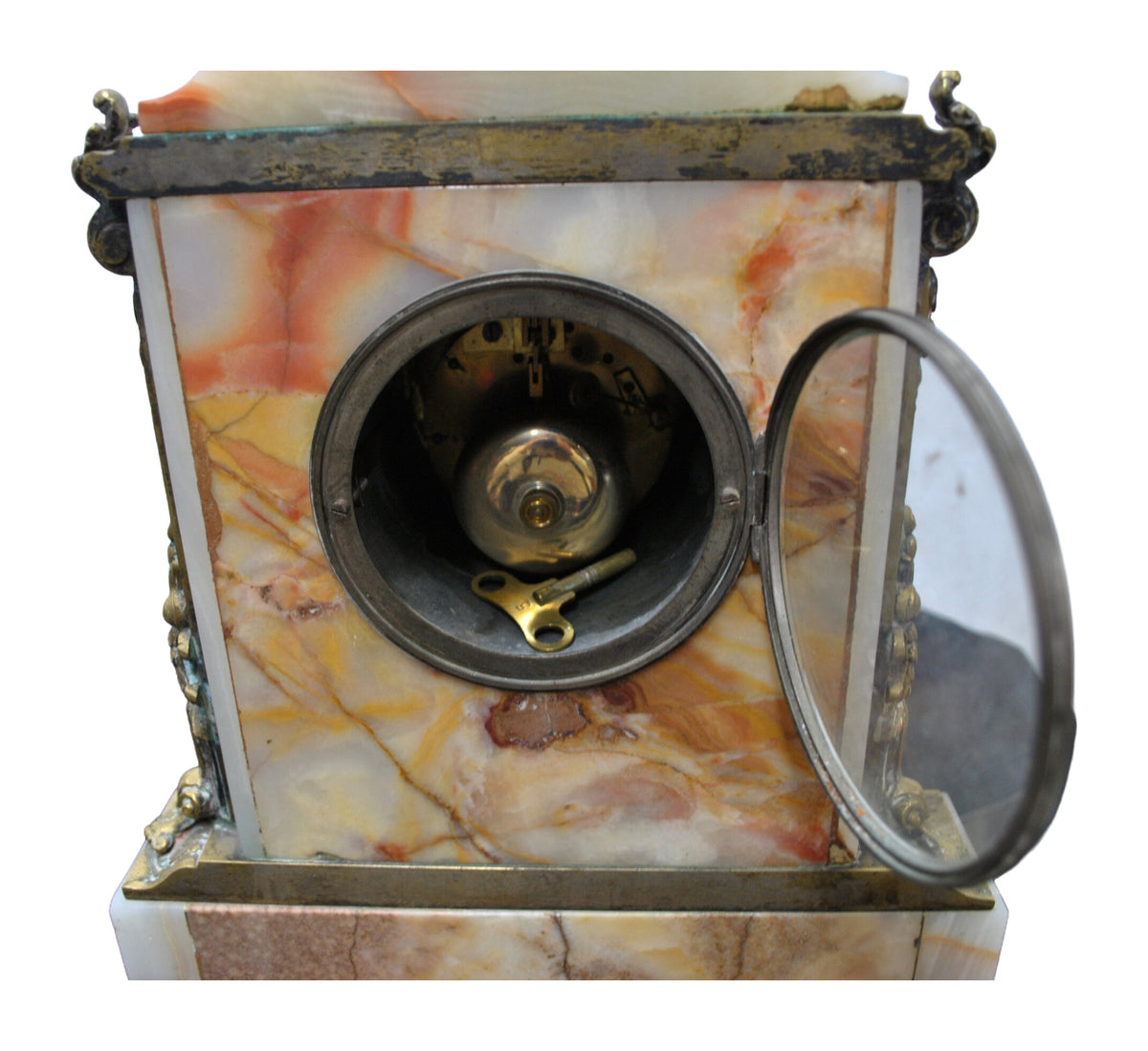 French Gilt-Bronze and Onyx Mantel Clock with Urn Crest — alternative view or condition detail