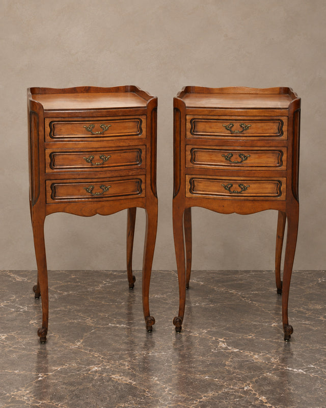 Pair of Cherrywood Bedside Chests on Cabriole Legs