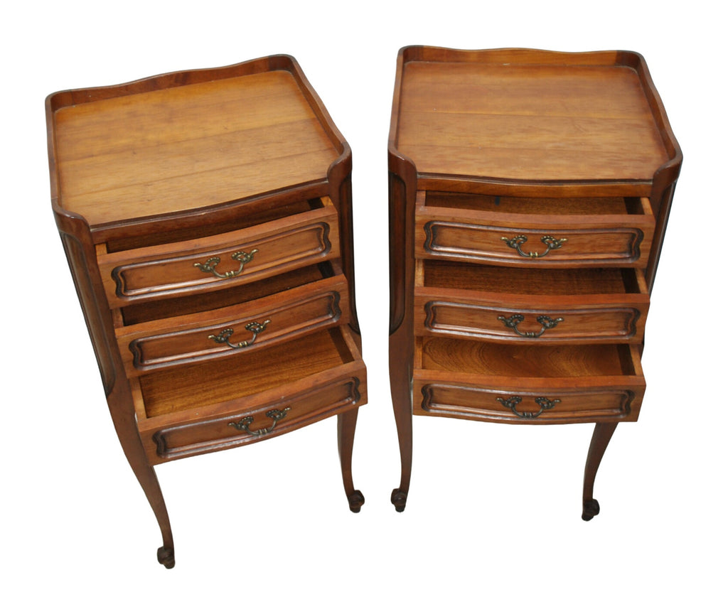 Pair of Cherrywood Bedside Chests on Cabriole Legs — alternative view or condition detail