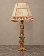 Giltwood Cherub Table Lamp with Floral Tasselled Shade — main view