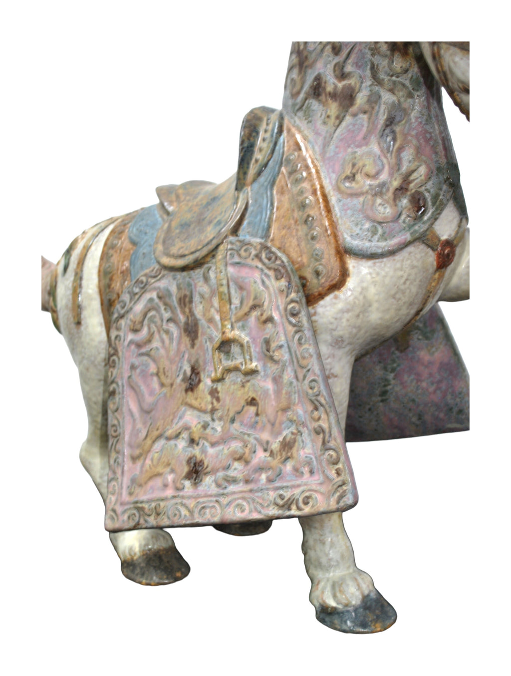Large Polychrome Porcelain Horse with Ornamental Saddle — alternative view or detail