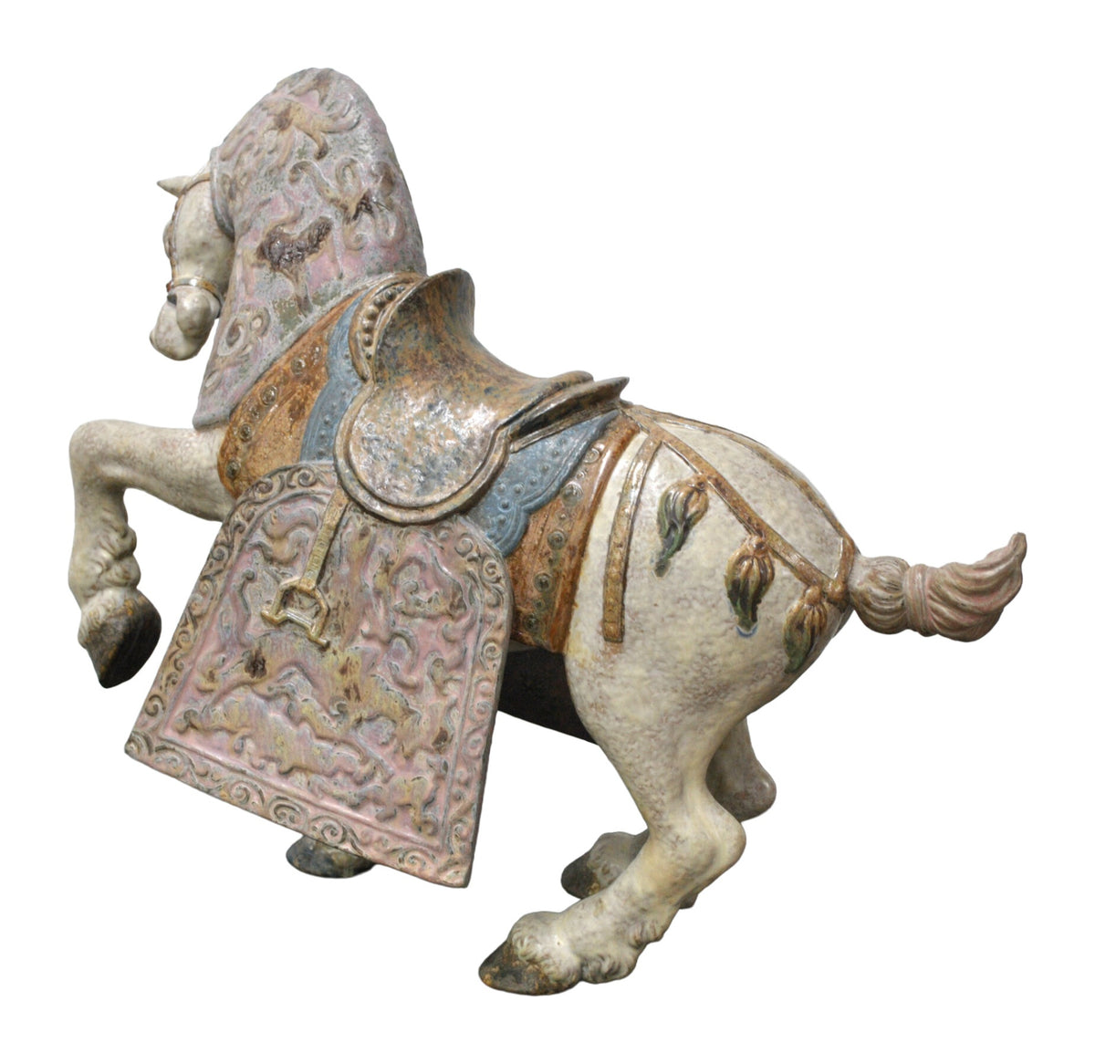 Large Polychrome Porcelain Horse with Ornamental Saddle — alternative view or detail