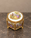 Hexagonal Porcelain Jewellery Box with Romantic Scenes — main view