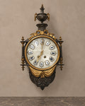 Urn-Crest Wall Clock in Dark Wood and Gilt Bronze — main view