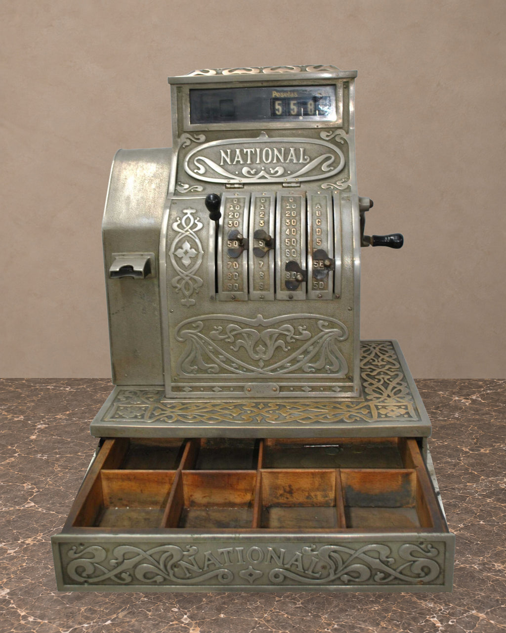National Cast-Iron Cash Register with Wooden Cash Drawer — main view