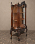 Carved Dark-Wood Display Cabinet with Curved Glass — main view