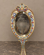Floral Cloisonne Oval Hand Mirror — main view