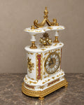Italian Porcelain Mantel Clock with Burgundy and Gilt Decoration — main view