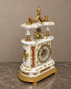 Italian Porcelain Mantel Clock with Burgundy and Gilt Decoration — main view