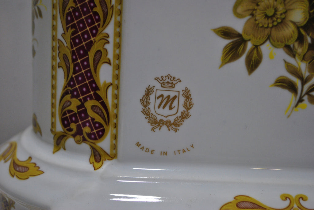 Italian Porcelain Mantel Clock with Burgundy and Gilt Decoration — original maker mark