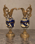 Pair of Cobalt Ceramic Cherub Ewers with Gilt-Bronze Mounts — main view