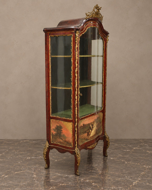 Louis XV-Style Display Cabinet with Painted Romantic Panels