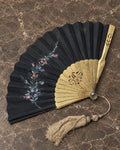 Antique Black Painted Fan with Gilt Metal Sticks — main view