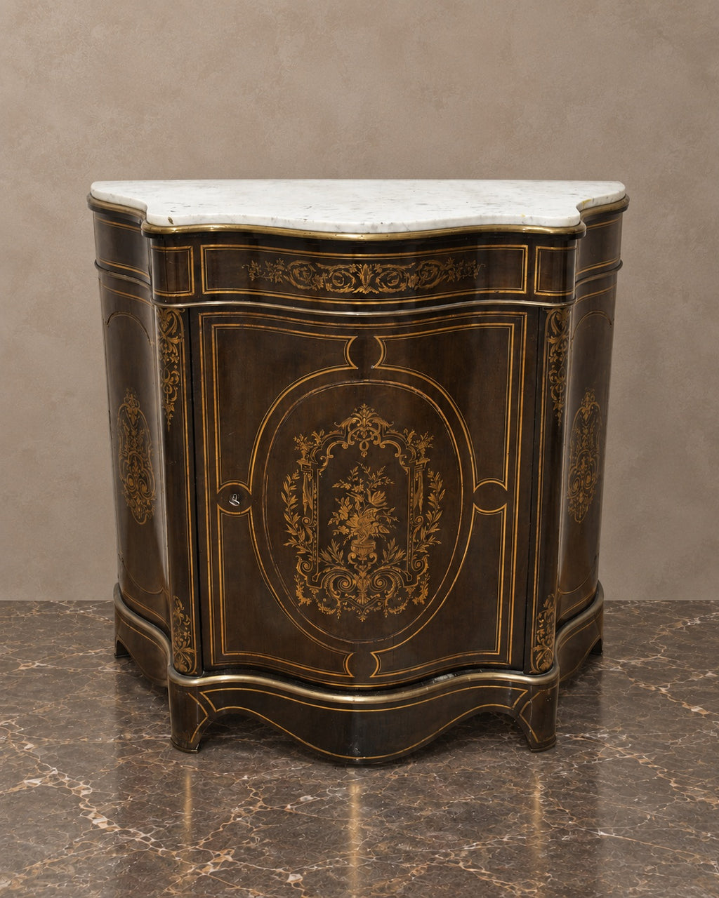 Napoleon III-Style Walnut Marquetry Cabinet — main view