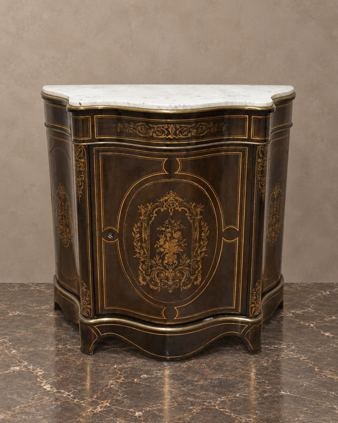 Napoleon III-Style Walnut Marquetry Cabinet — main view