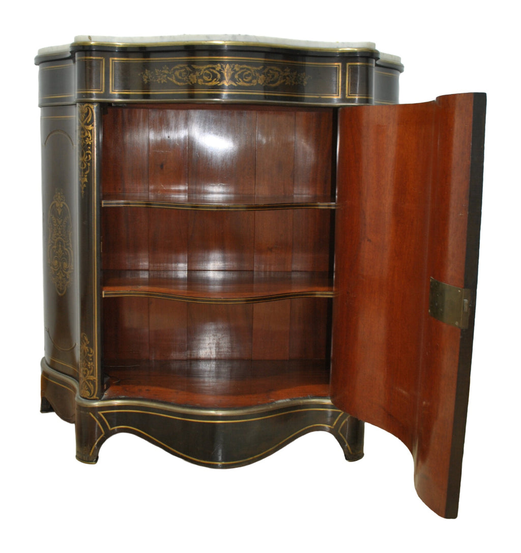 Napoleon III-Style Walnut Marquetry Cabinet — detail or alternate view