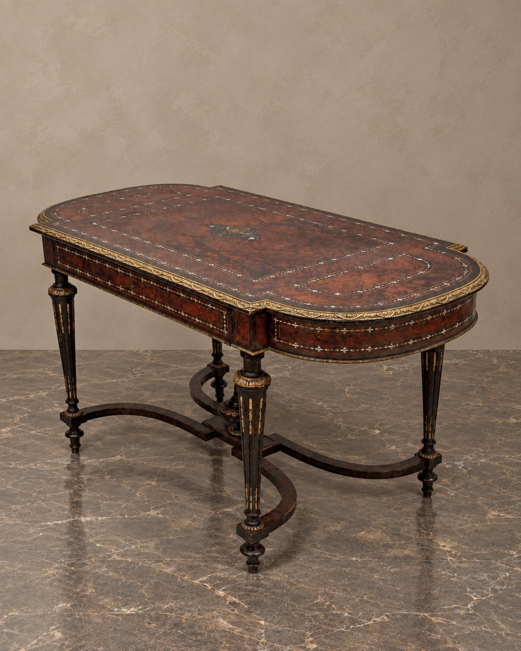 Napoleon III-Style Marquetry Writing Table — main view