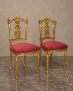 Pair of Gilt Lyre-Back Chairs with Burgundy Upholstery — main view