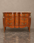 Louis XV-Style Walnut Chest with Shaped Marble Top — main view