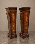 Pair of Floral Marquetry Display Pedestals — main view