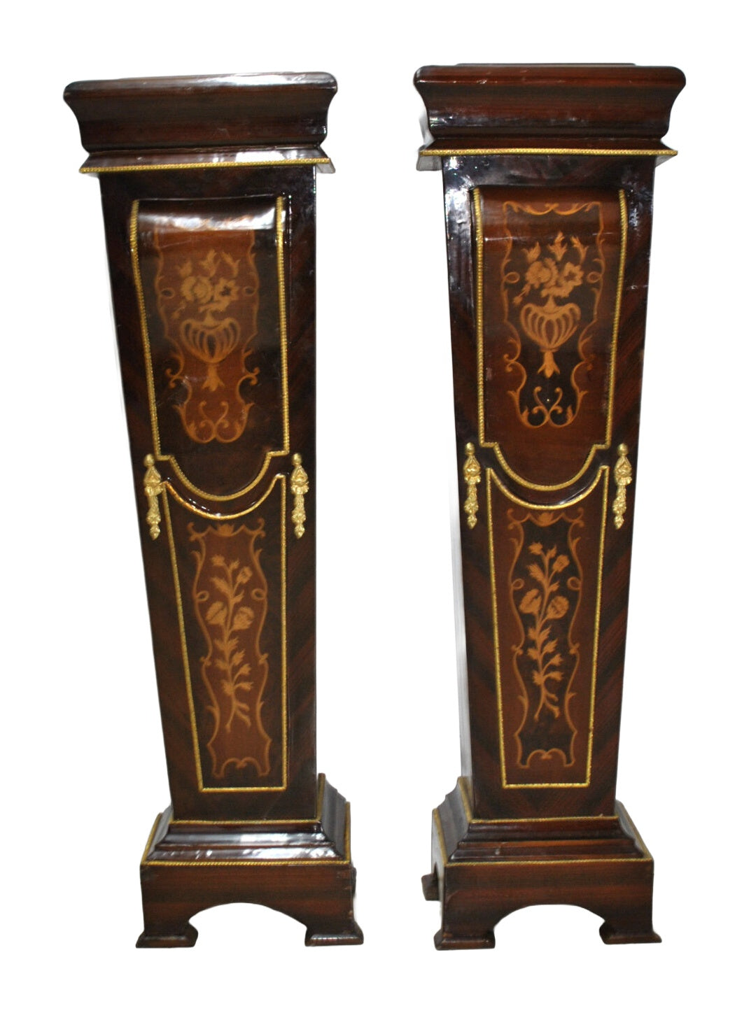 Pair of Floral Marquetry Display Pedestals — detail or alternate view