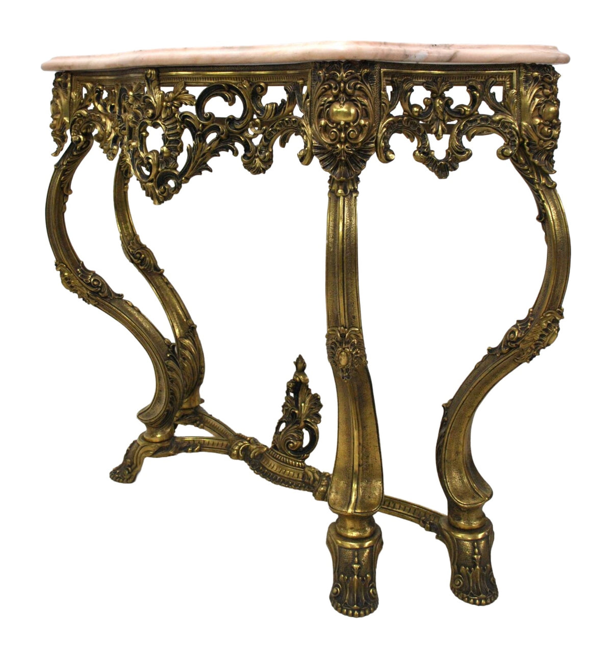 Gilt-Bronze Rococo Console with Rose Marble Top — alternative view or detail