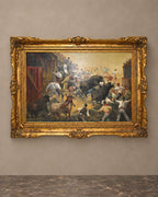 Spanish Bull-Running Oil Painting Signed José Puente — main view
