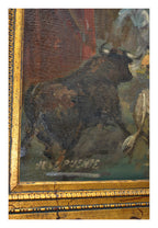 Spanish Bull-Running Oil Painting Signed José Puente — alternative view or condition detail