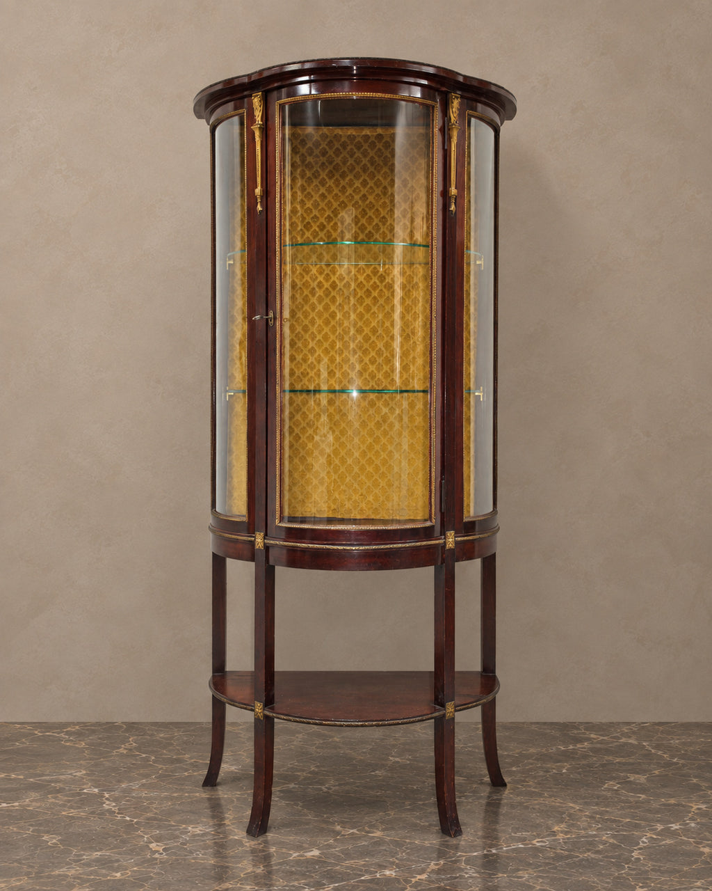 Louis XVI-Style Curved Mahogany Display Cabinet — main view