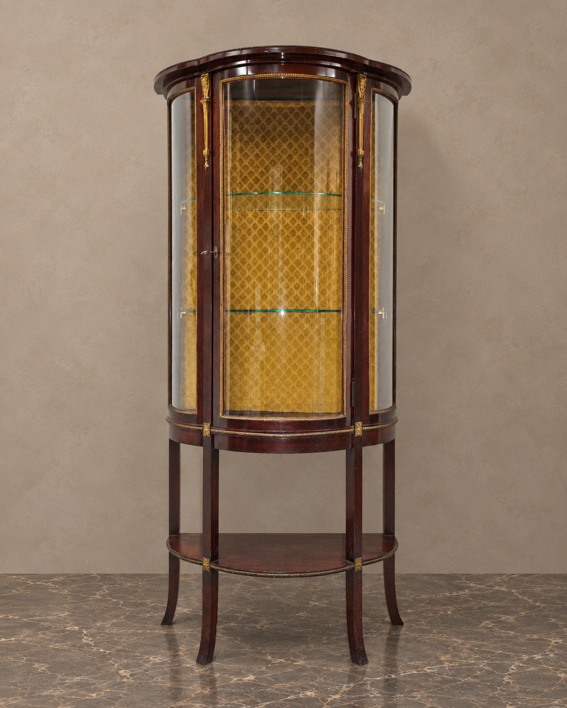 Louis XVI-Style Curved Mahogany Display Cabinet — main view