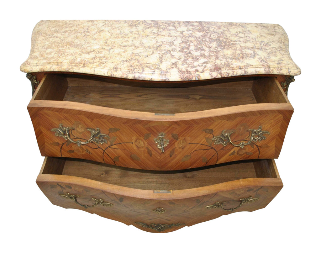 Louis XV-Style Floral Marquetry Bombé Chest — alternative view or condition detail