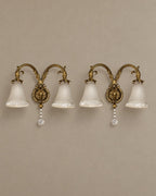 Pair of Gilt-Bronze Sconces with Opaline Shades — styled main view