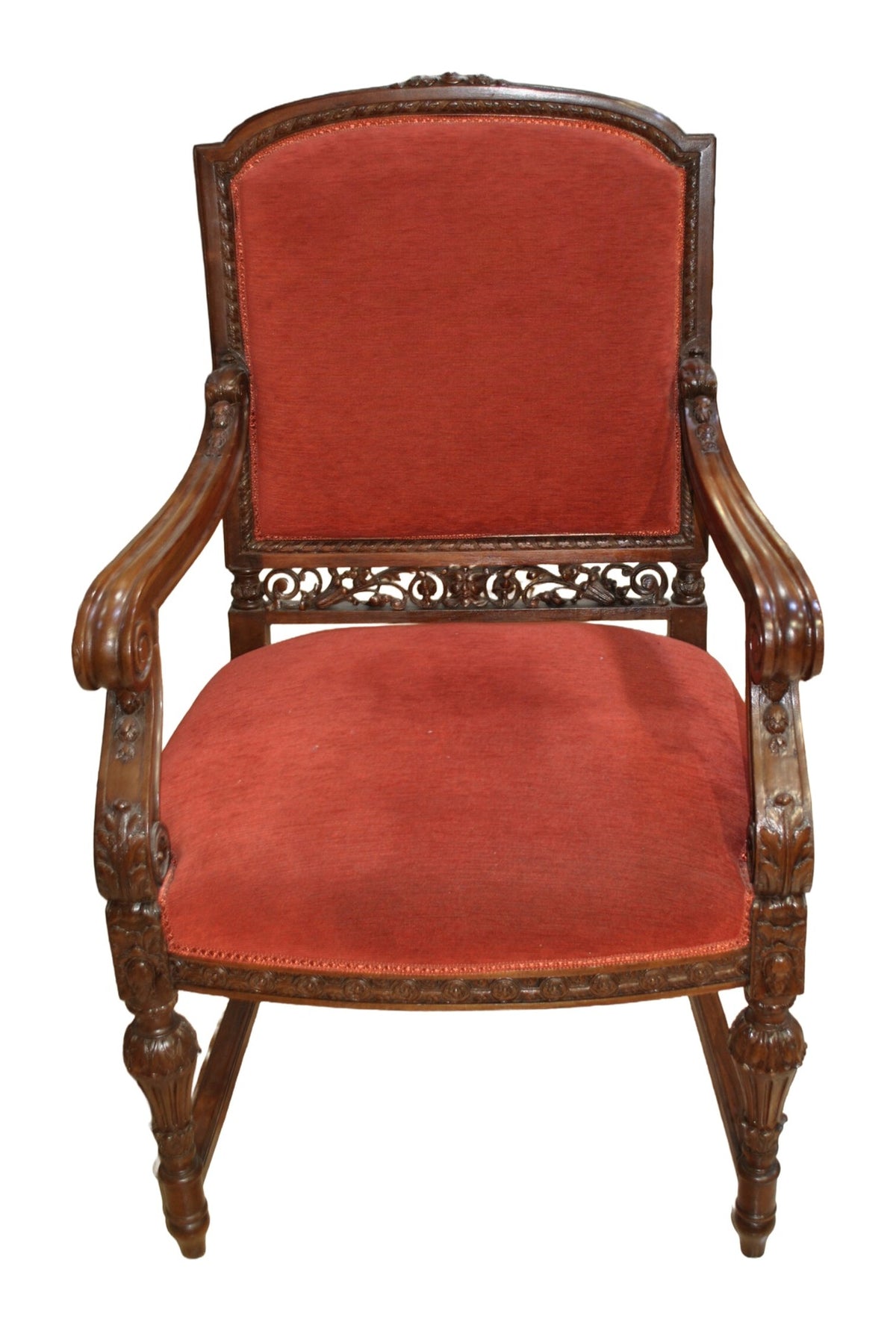 Carved Oak Dining Suite with Marble-Top Sideboard — original detail view 2