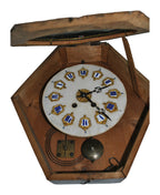 Hexagonal Ebonized Wall Clock with Floral Decoration — original detail view 1