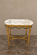 Gilt Louis XVI-Style Console with White Marble Top — styled main view