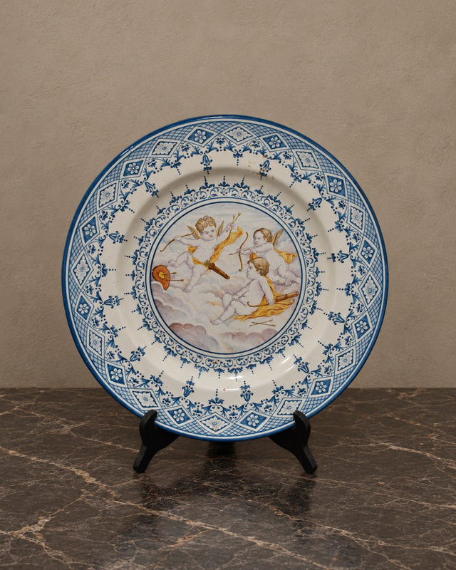 Alcora Ceramic Plate with Cherub Scene