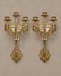 Pair of Gothic Gilt-Bronze Wall Candelabra — styled main view